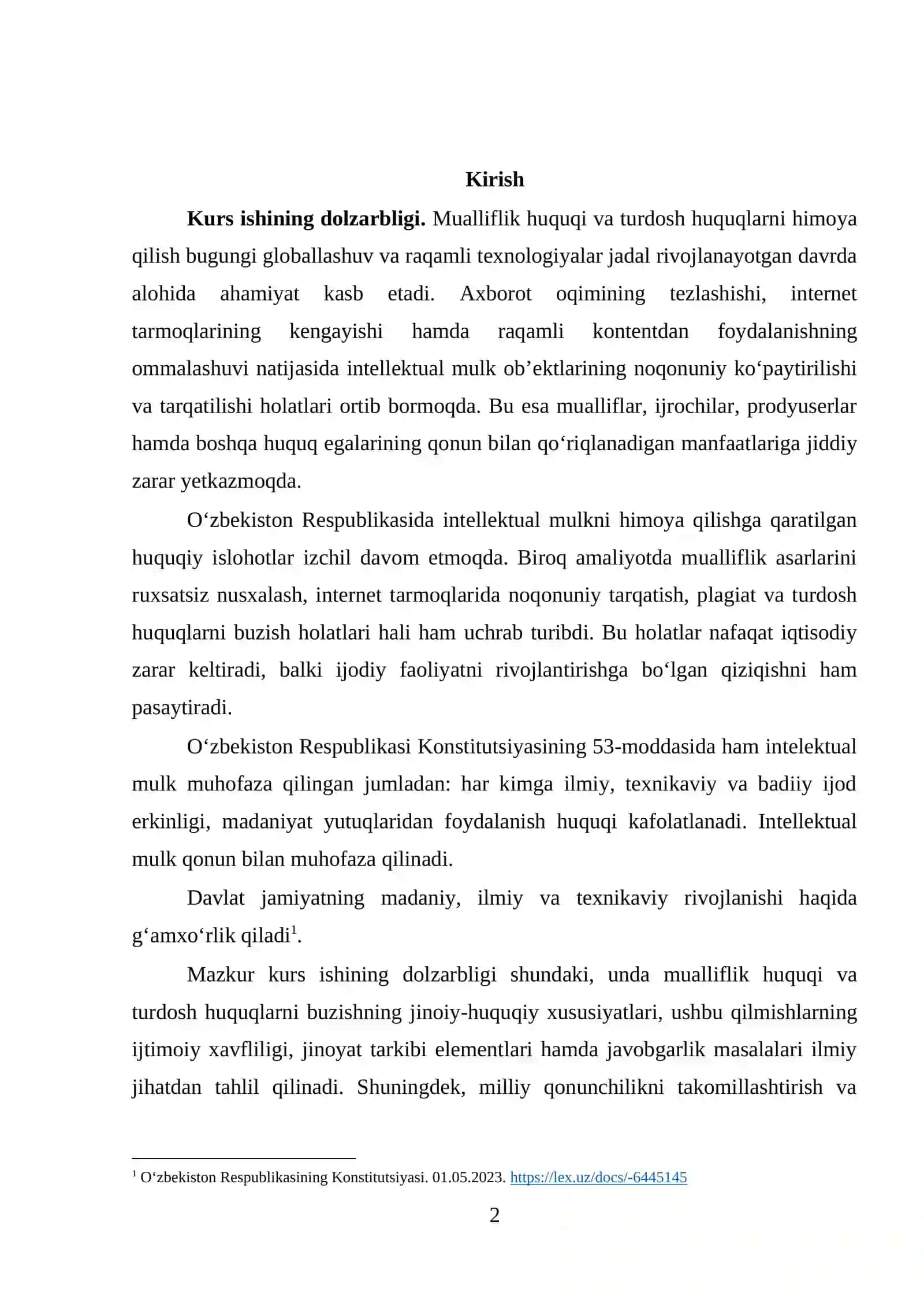 Mualliflik huquqini va turdosh huquqlarini buzganlik uchun jinoiy huquqiy xususiyati 2