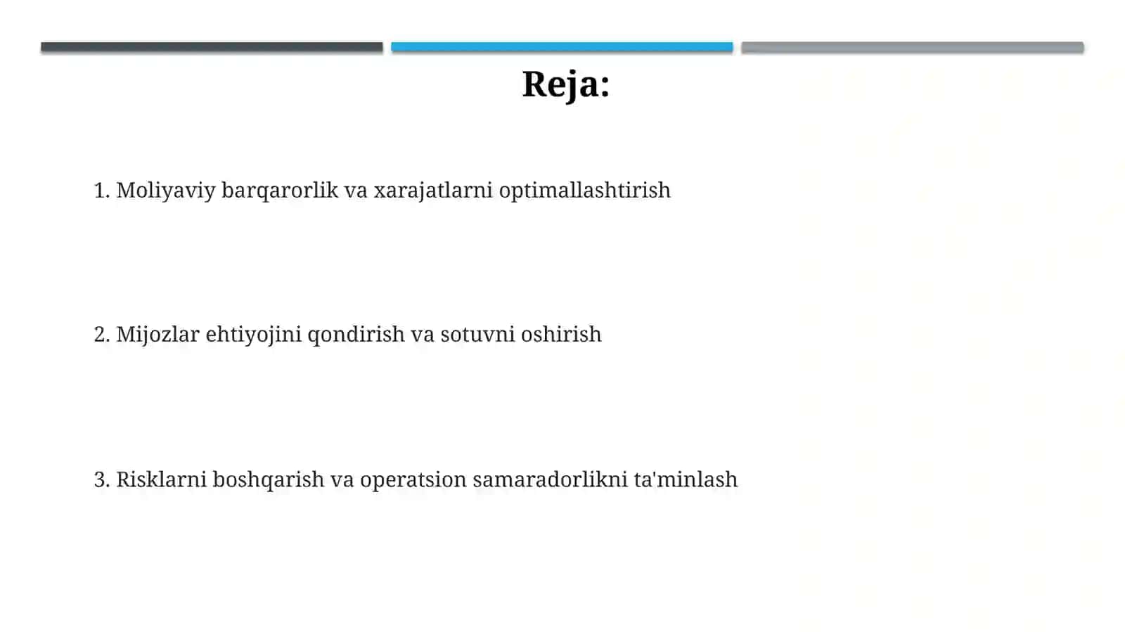 Ovqatlanish korxonasining inqirozga yuz tutishi 2