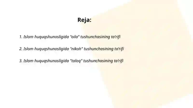 Islom huquqshunosligida oila, nikoh,taloq,zihor tushunchalarini tariflash 2