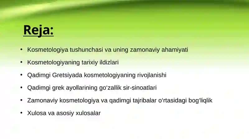 Zamonaviy kosmetologiya. Qadimgi Gretsiyada kosmetologiyani qo'llanishi 2