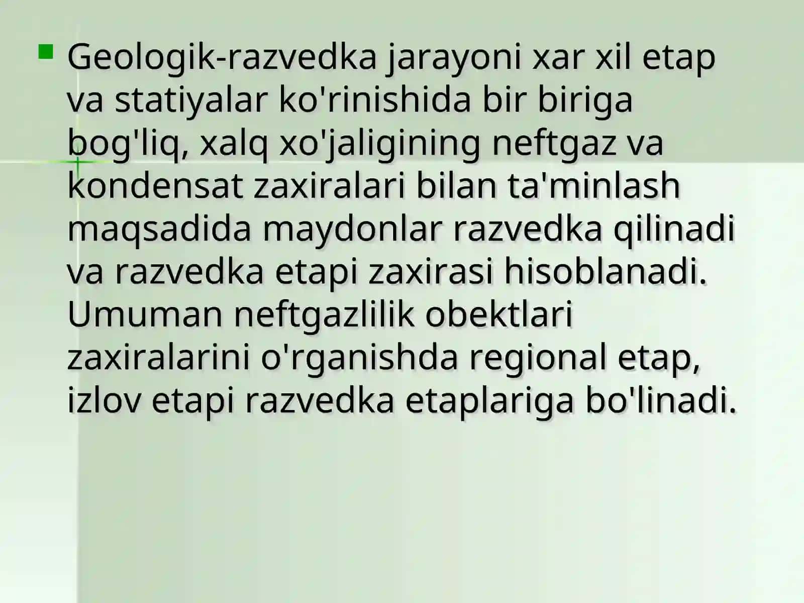Neft gaz zaxiralari va resurslar toifasining geologik qidiruv bosqichlari va davrlari 2