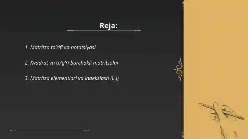 Matritsa haqida tushuncha 2