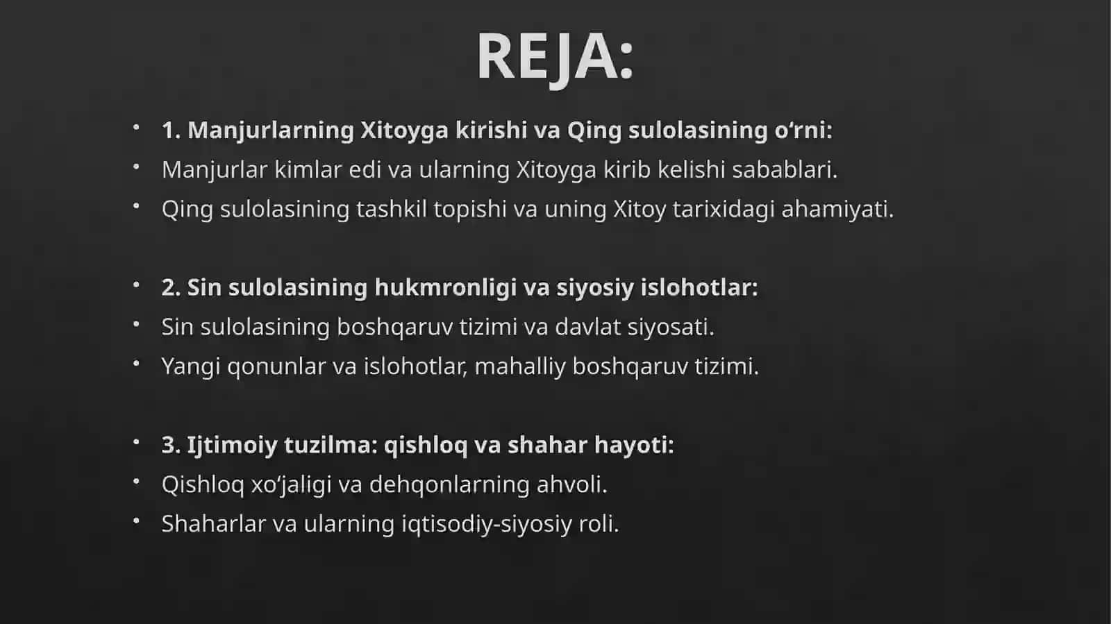 XVII asrda Xitoy: Manjurlar va Sinsulolasi 2