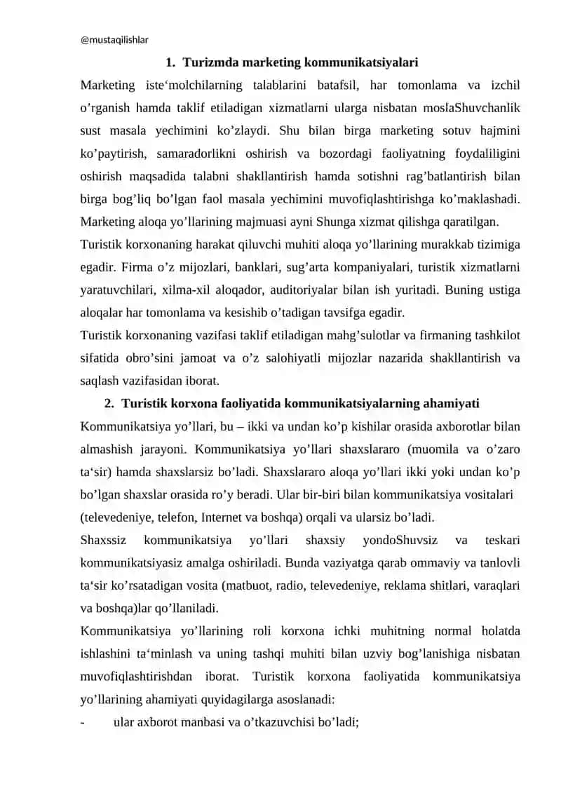 Turizmda marketing kommunikatsiyasi 2