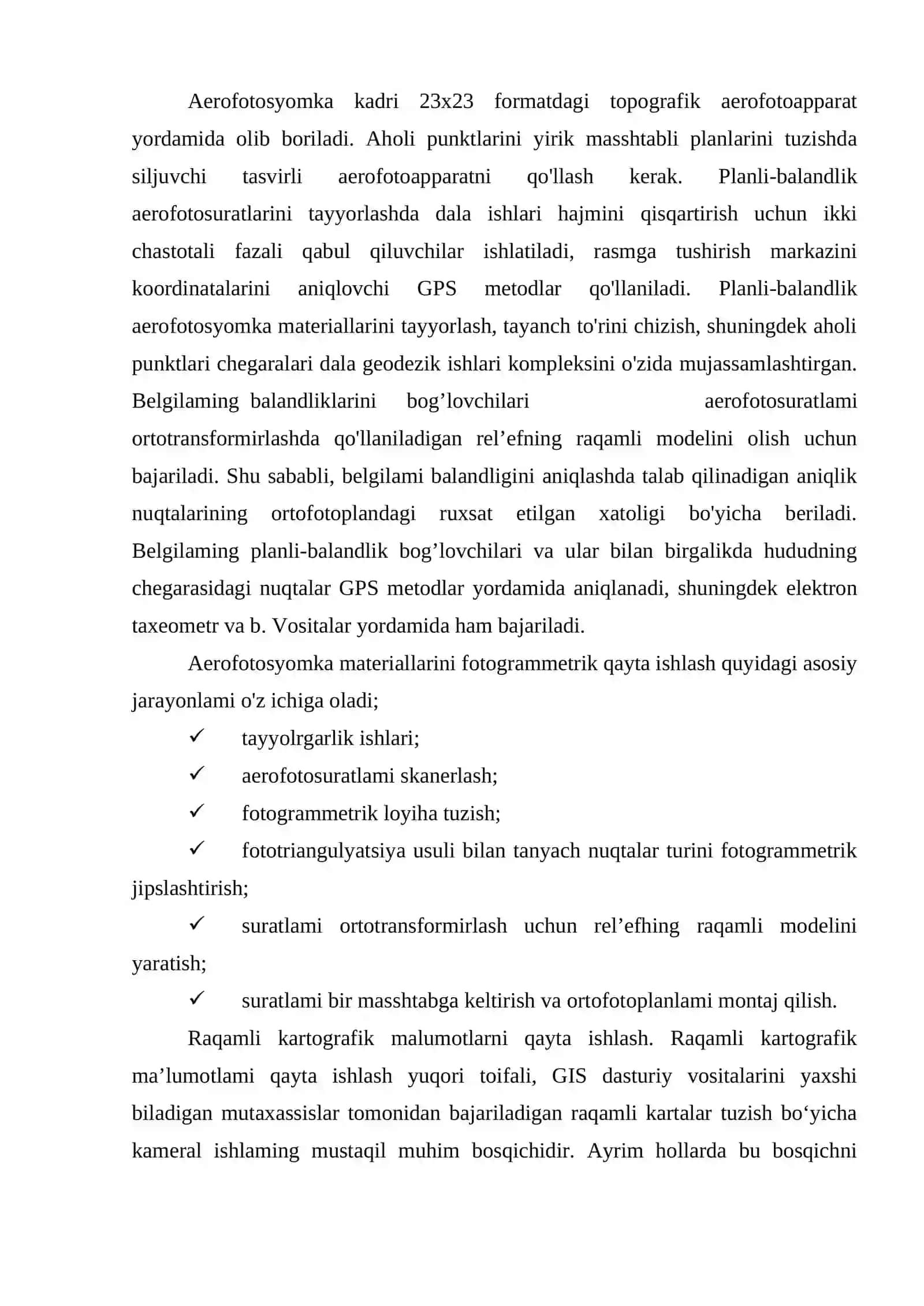 RAQAMLI KADASTR KARTALARINI TUZISHNING ASOSIY TEXNOLOGIK JARAYONLARI 2