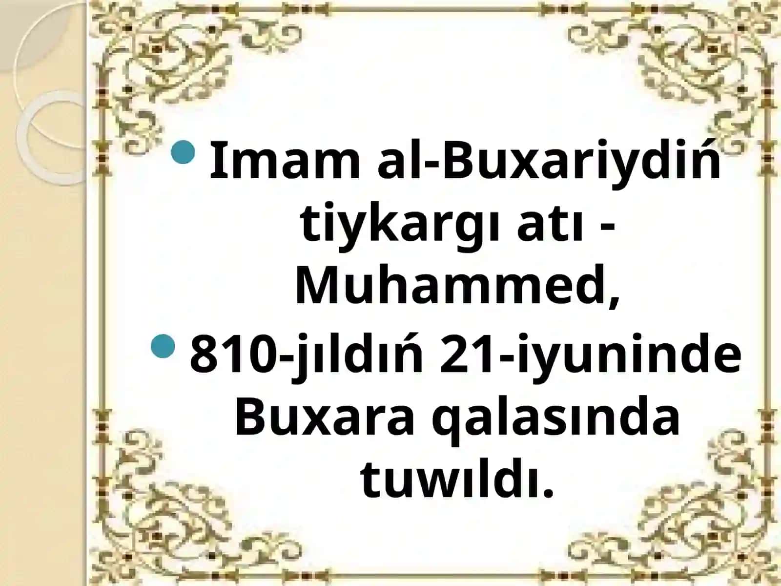 Imam Buxariy hám Imam Termiziy hádis ilimine qosqan úlesleriniń salıstırmalı analizi 2