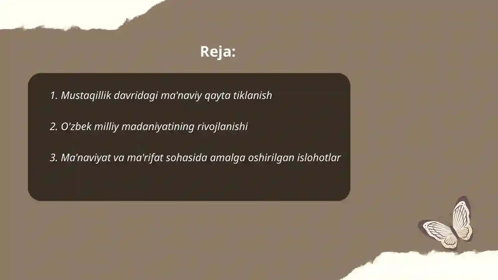 Mustaqillik Yillardagi O`zbekistondagi Ma'naviy va Madaniy Taraqqiyot 2