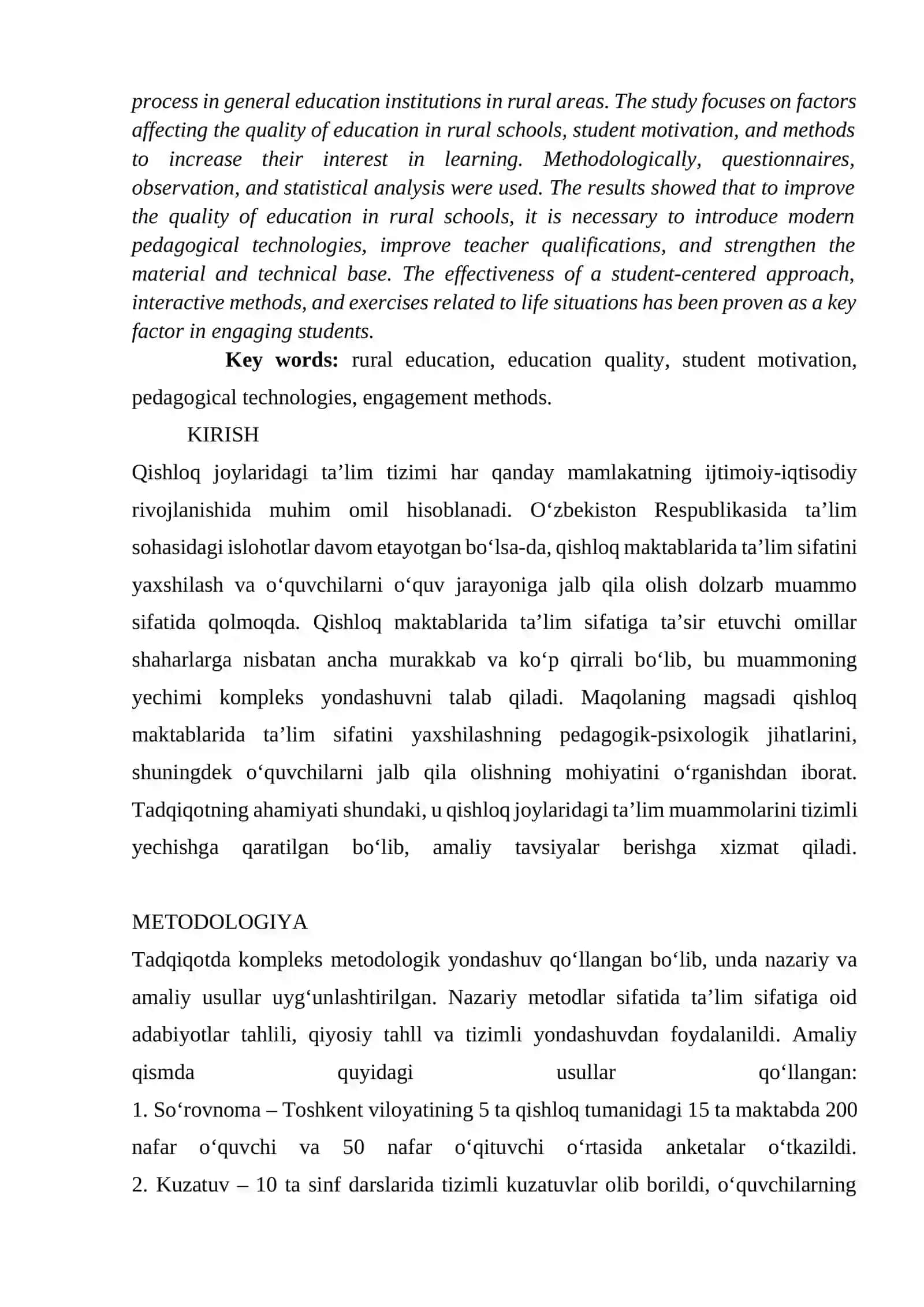 QISHLOQLARDAGI TA'LIM SIFATINI YAXSHILASH 2