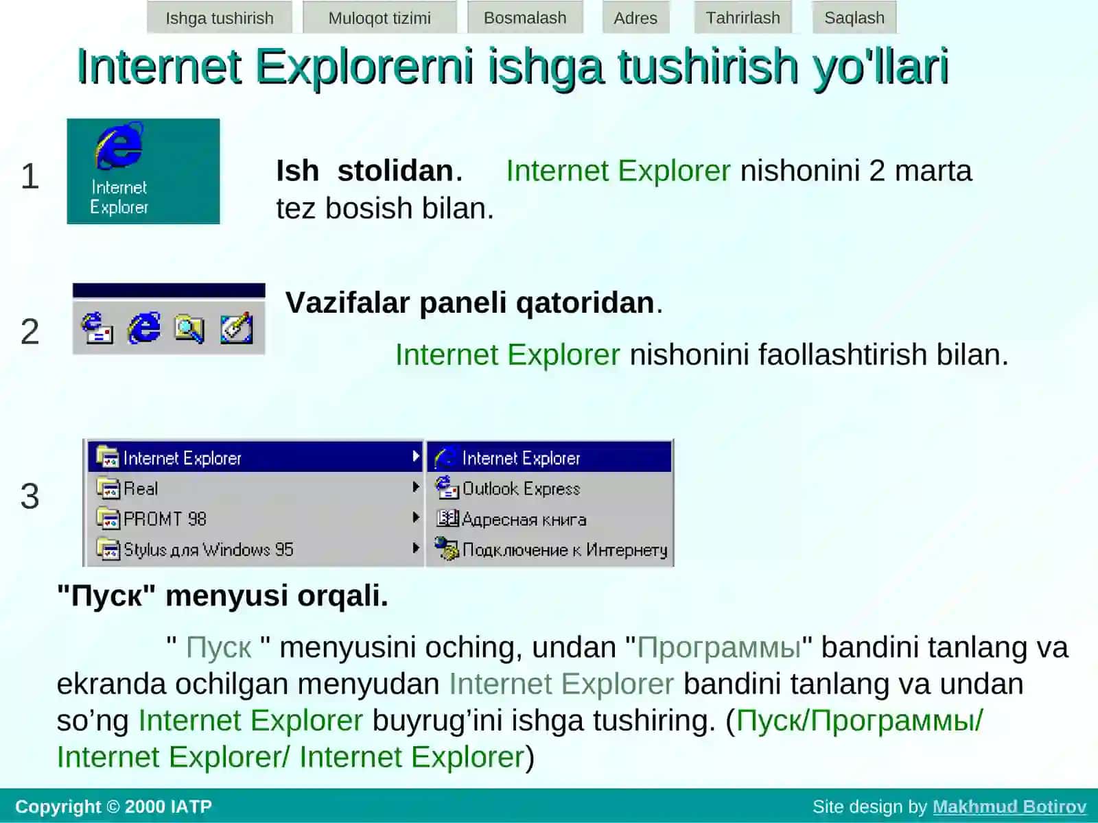Microsoft Internet Explorer dasturida ishlash 2