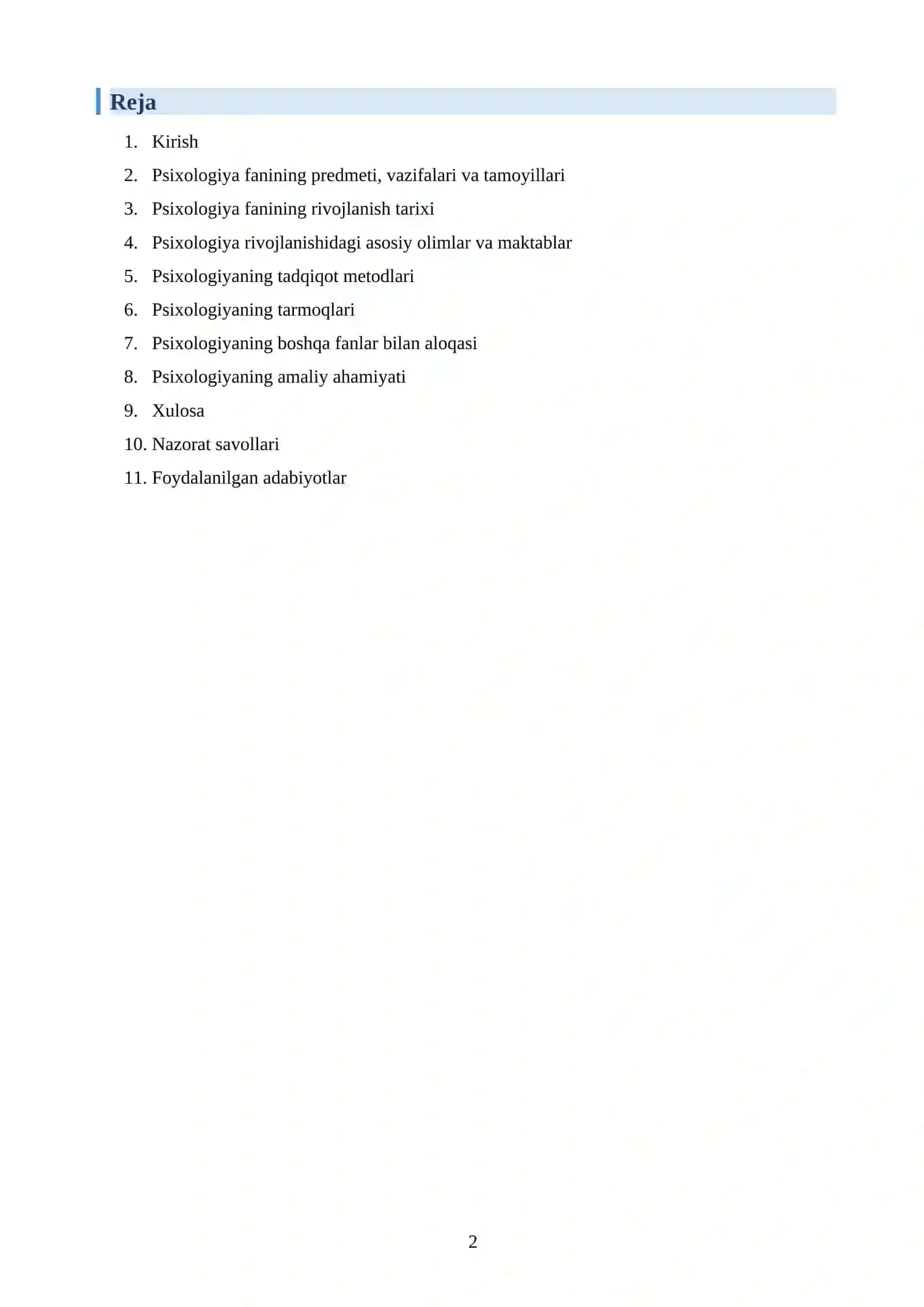Psixologiya fanining predmeti va rivojlanish tarixi 2