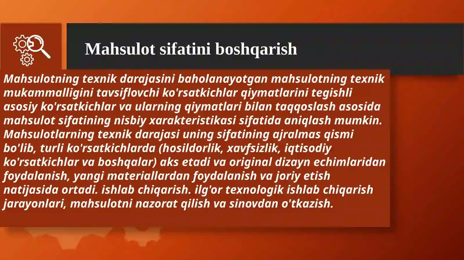 Mahsulot sifatini boshqarish 2