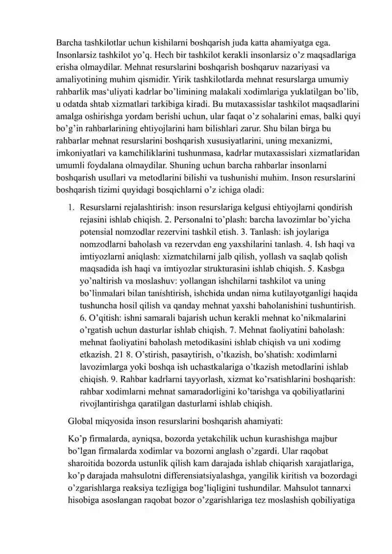 Global miqiyosda inson resurslarini boshqarishning mohiyati 2