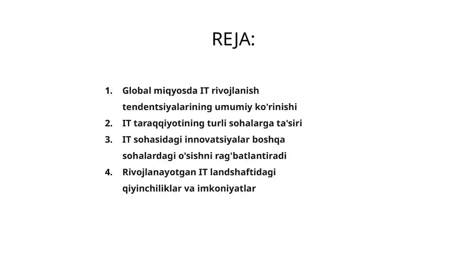 Jahonda IT rivojlanish tendinsiyalari va boshqa sohalardagi tutgan o'rni 2