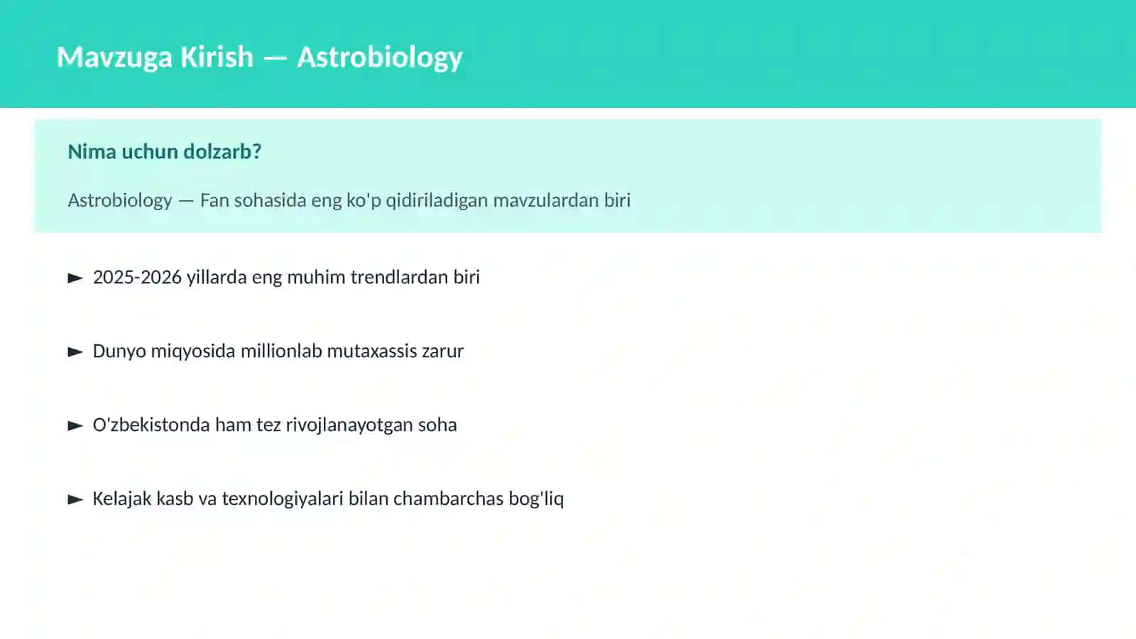 Astrobiology 2