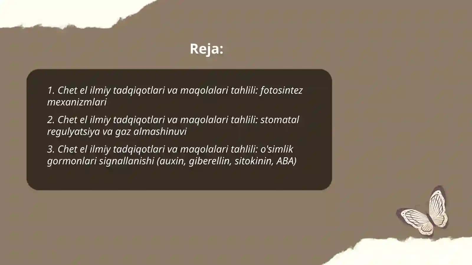 O'simliklar fiziologiyasi yuzasidan chet el ilmiy tadqiqotlar va ular haqida ilmiy maqolalarni tahlil 2