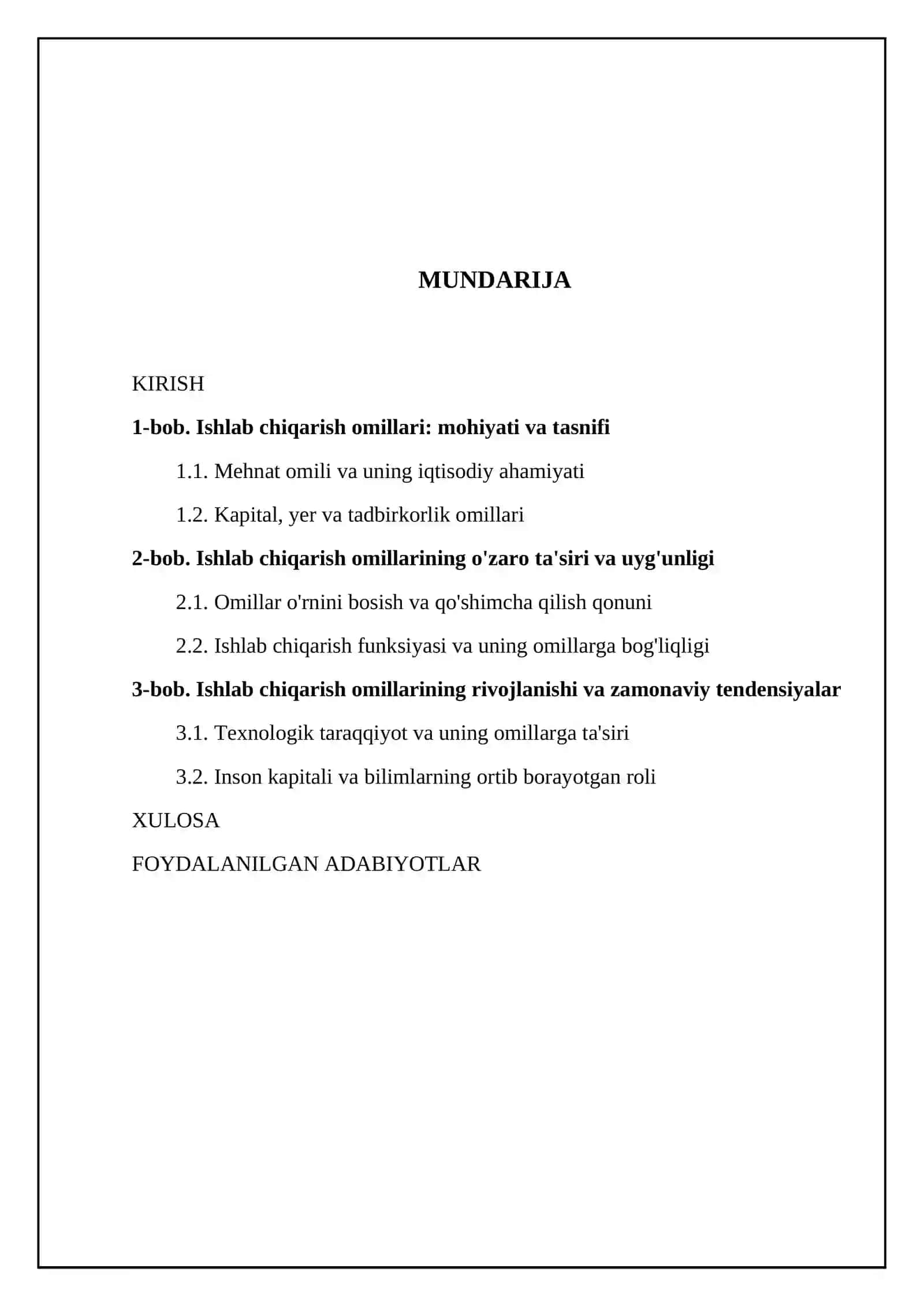 Ishlab chiqarish omillari, ularning o'zaro ta'siri, rivojlanishi 2