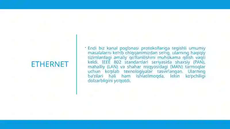 Kompyuter tarmoqlaning standart texnologiyalari 2
