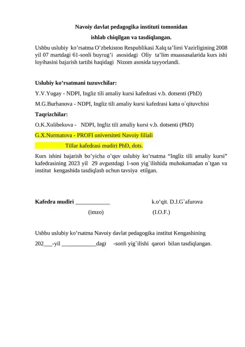 Ingliz Tili Amaliy Kursi 2