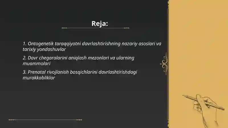Ontogenetik taraqqiyotni davrlashtirish muammosi 2