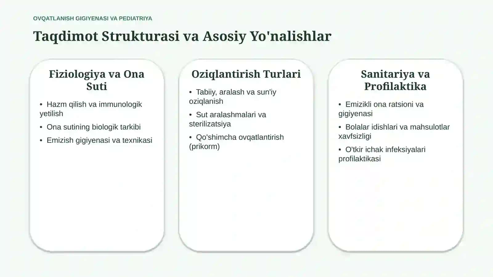Ovqatlanish gigiyenasi va emizikli bolaning oziqlanishi — 15 slayd 2