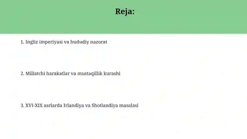 XVI-XIX asrlarda Irlandiya va Shotlandiya masalasi 2