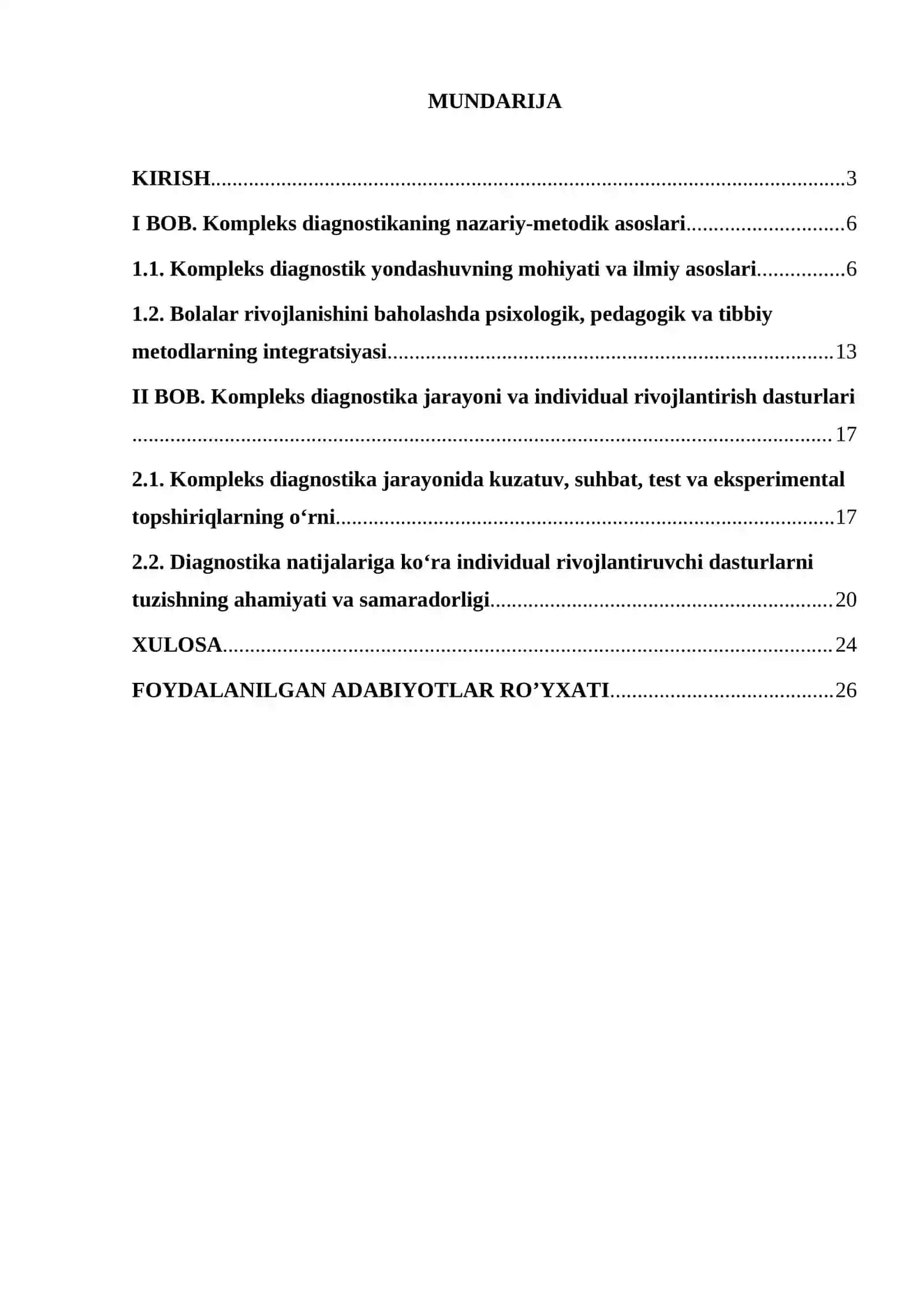 RIVOJLANISH DARAJASINI ANIQLASHDA KOMPLEKS DIAGNOSTIK YONDASHUV 2