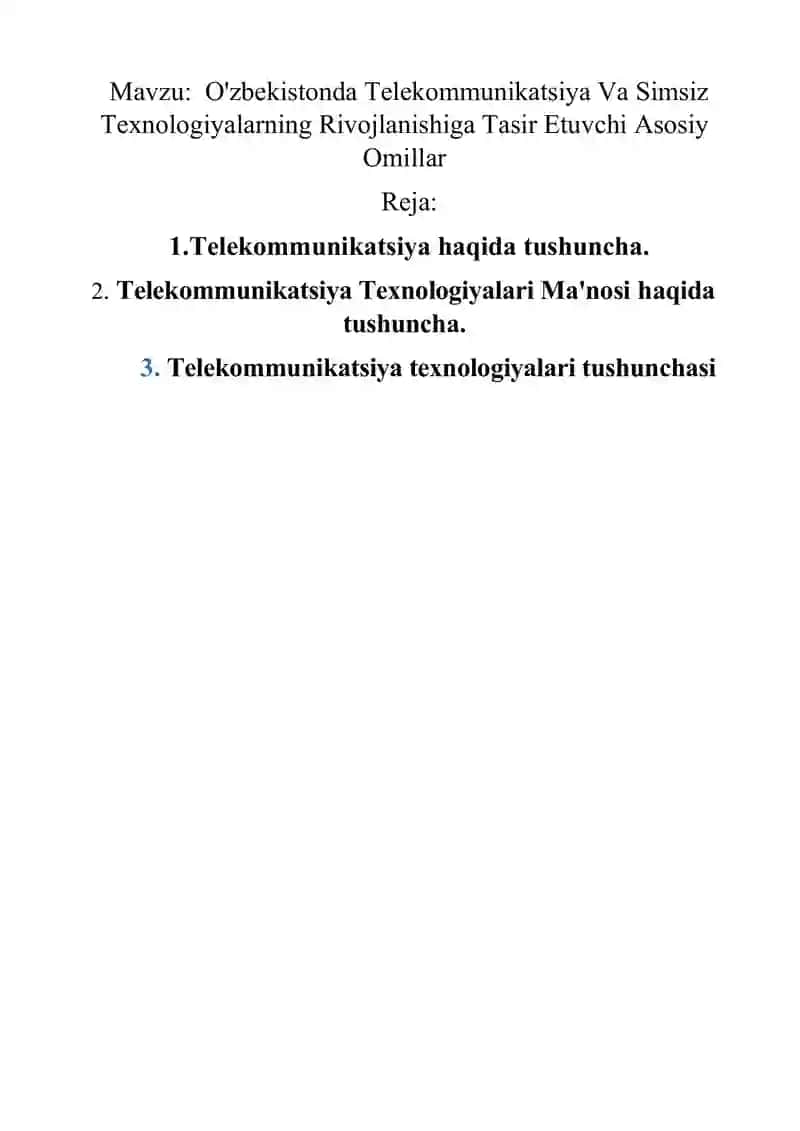 O'zbekistonda Telekommunikatsiya Va Simsiz Texnologiyalarning Rivojlanishiga Tasir Etuvchi Asosiy Omillar 2