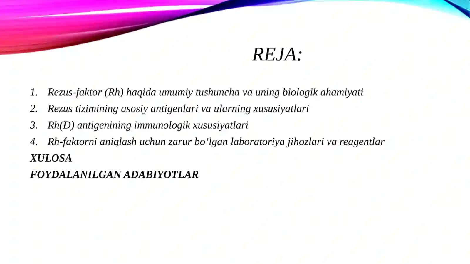 Rezus-faktorni (Rh) aniqlash metodikasi. Qon quyishdagi ekspress-diagnostika 2