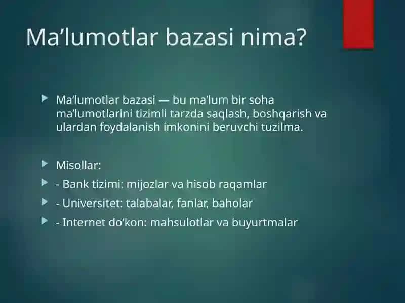Ma’lumotlar bazasi 2