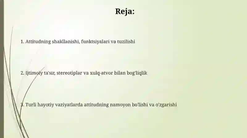Attitudning shakllanishi, funktsiyalari va tuzilishi 2