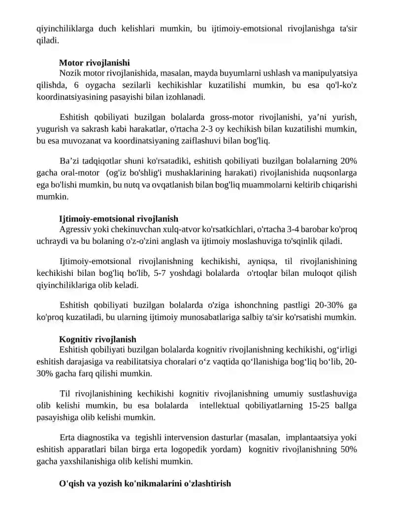 ESHITISHDA NUQSONI BOʻLGAN BOLALAR RIVOJLANISHINING ÕZIGA HOS XUSUSIYATLARI 2