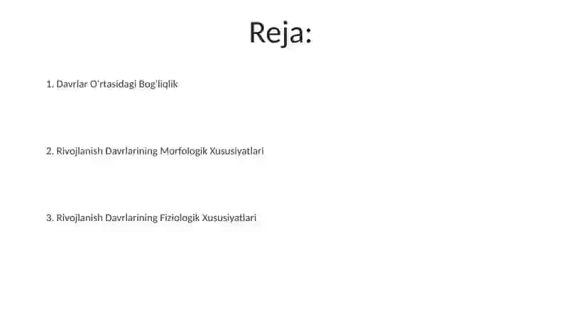 Rivojlanish davrlarining morfologik xususiyatlari 2