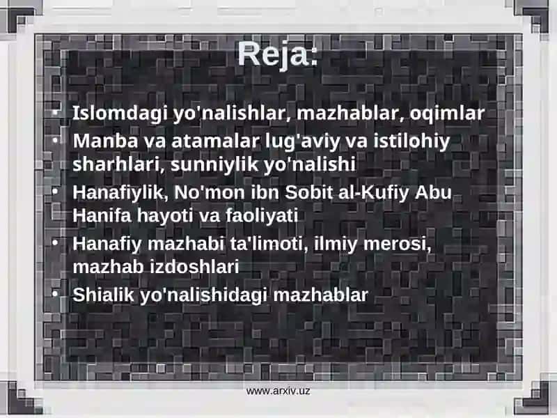 Islom mazhablari 2