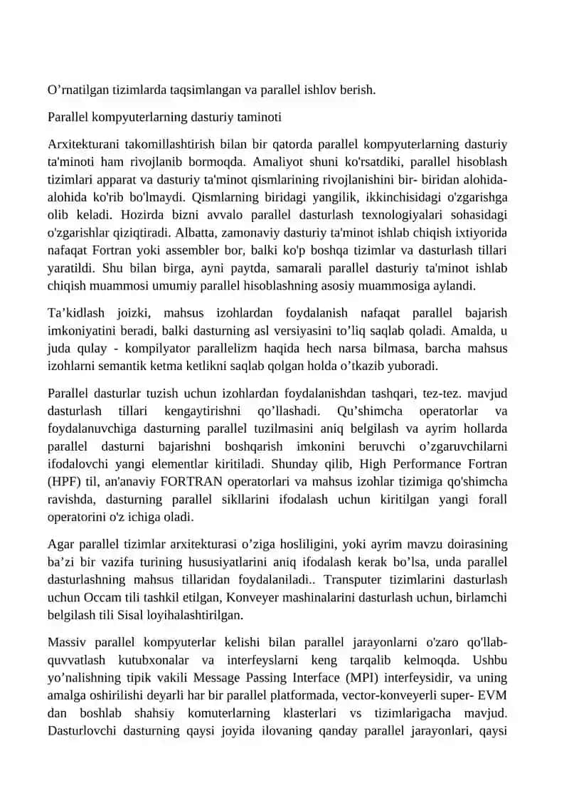 Taqsimlangan va parallel ishlov berish 2
