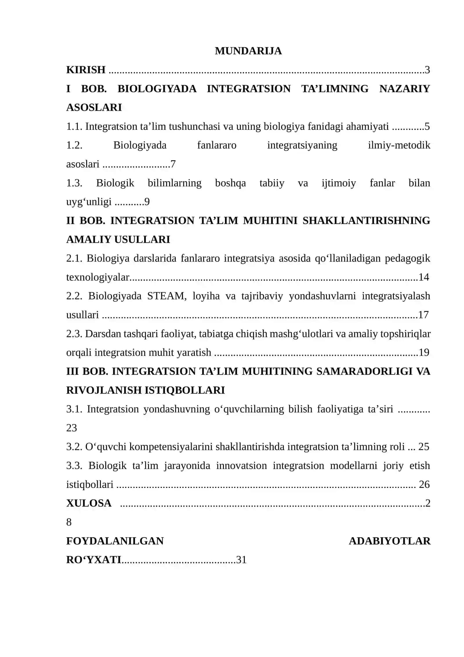 BIOLOGIYADA INTEGRSION TA’ LIM MUHITI SHAKLLANTIRISH USULLARI 2