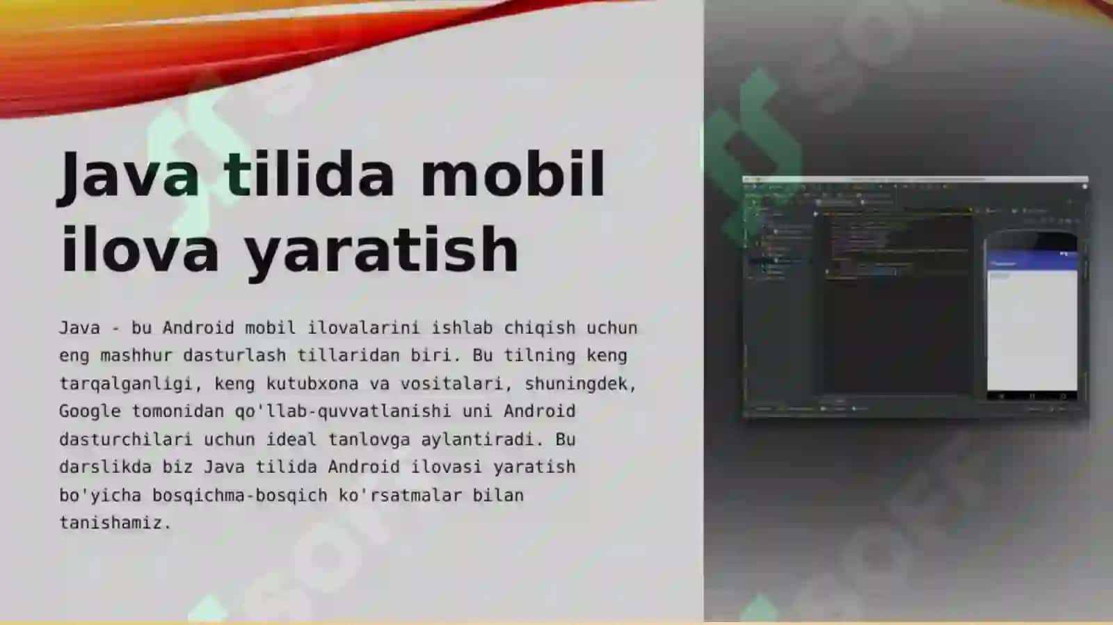 Mobil ilovalar ni yaratishning dasturiy vositalari (Java) 2