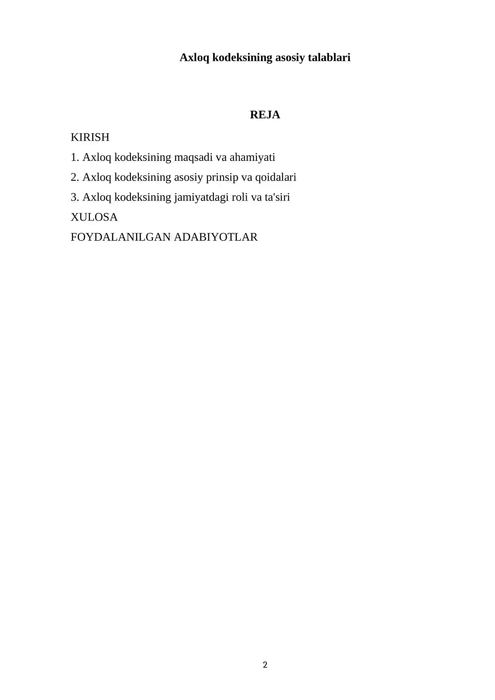 Axloq kodeksining asosiy talablari 2