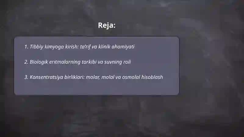 Tibbiy kimyoga kirish 2