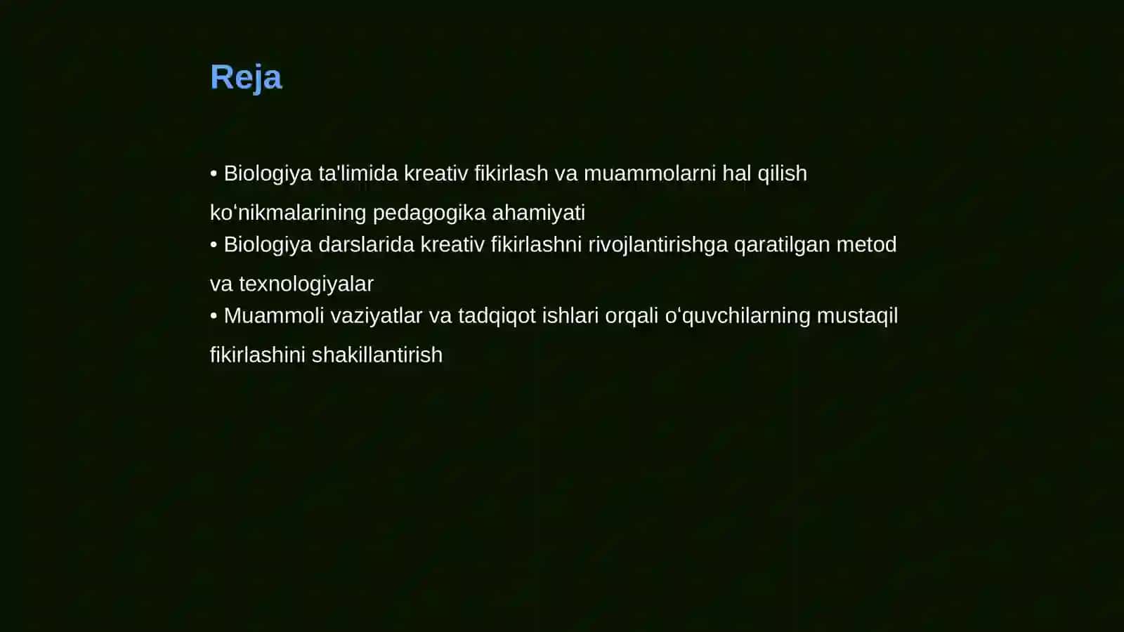 Biologiya Darslarida Kreativ Fikirlash va Muammolarni Hal Qilish Koʻnikmalarini Rivojlantirish 2