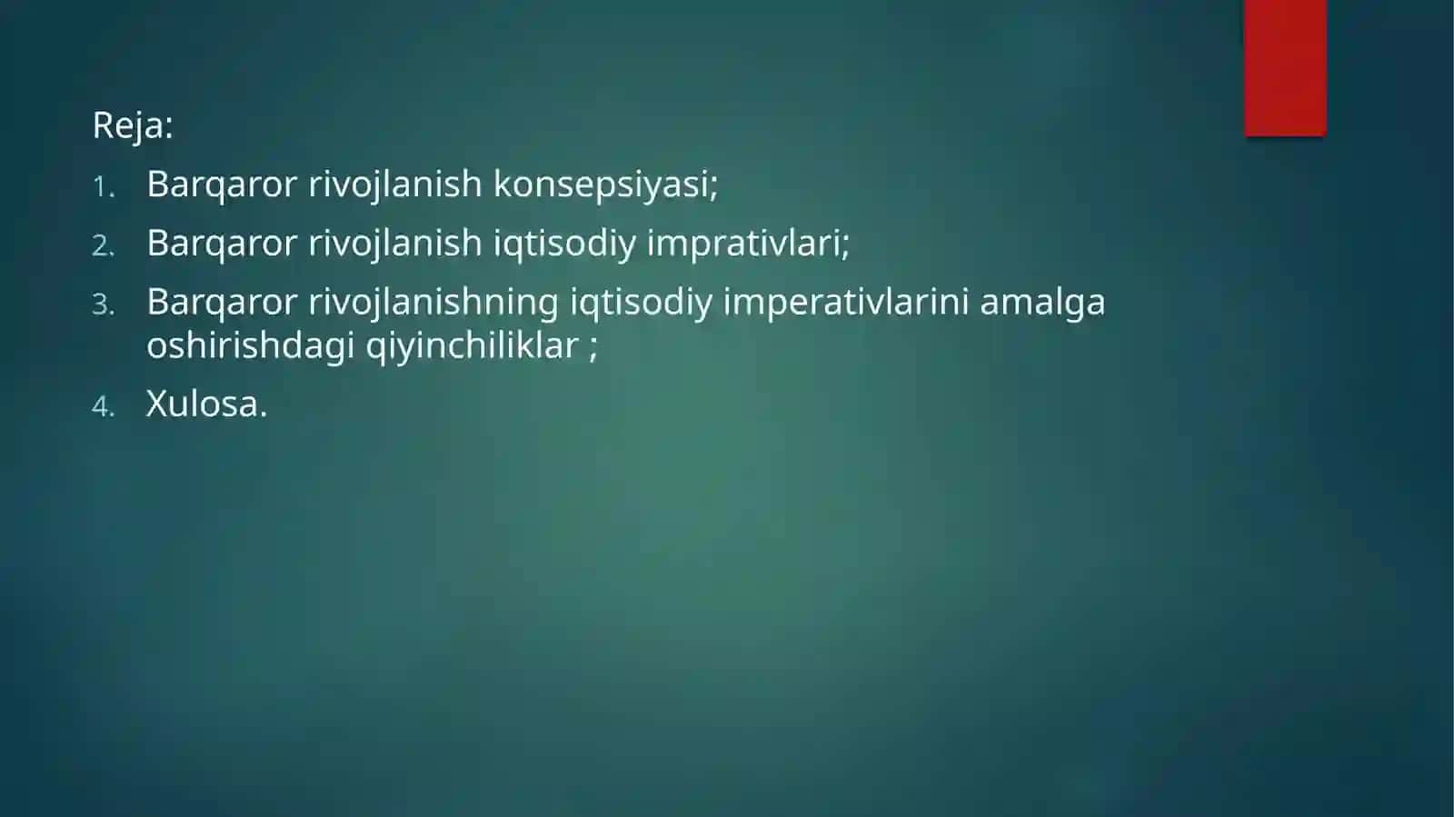 Barqaror rivojlanishning iqtisodiy imprativlari 2