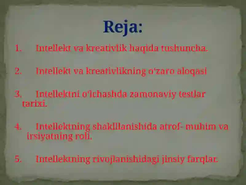 INTELLEKT VA KREATIVLIK NAZARIYASI 2