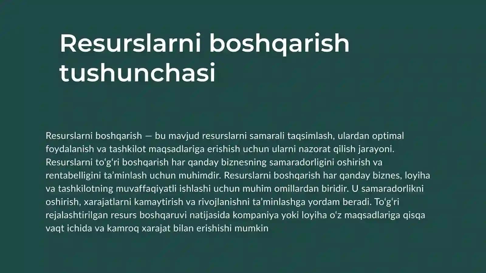 Resurslarni boshqarish 2
