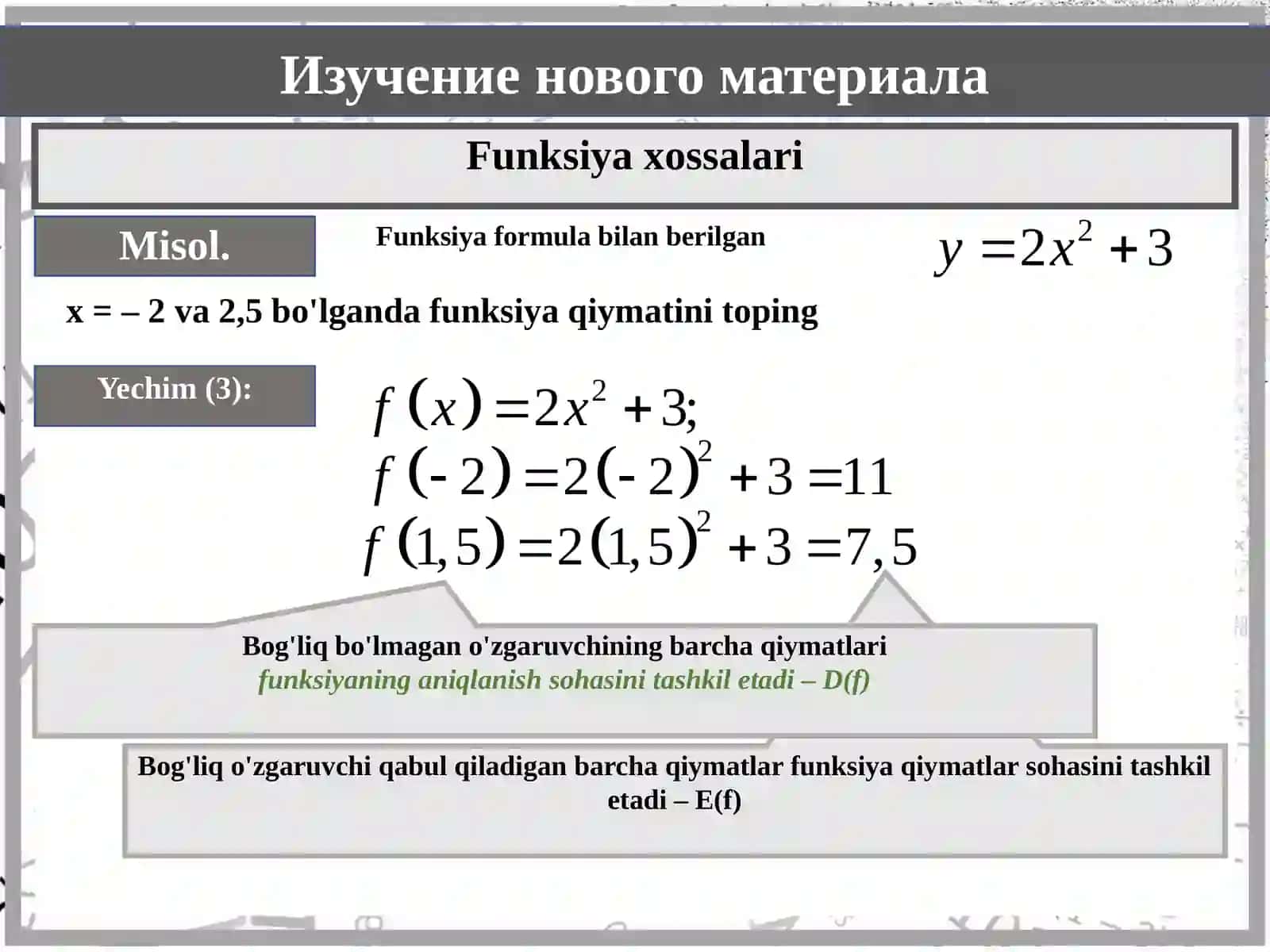 Algebra - Funksiya xossalari (9-sinf, 2-qism) 2
