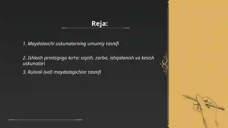 Maydalovchi uskunalarni sinflanishi 2