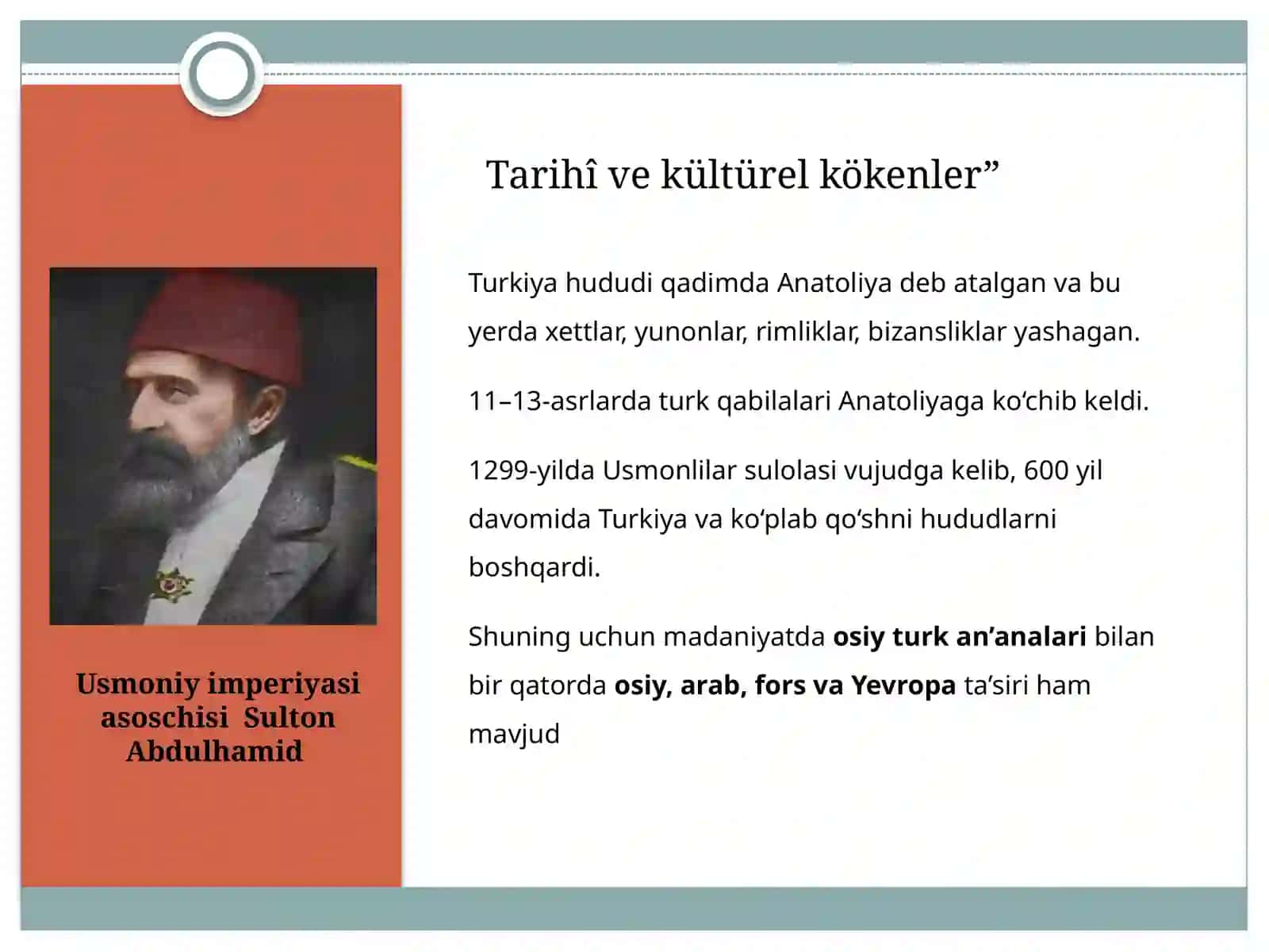 Turkiya madaniyati  “Türkiye Kültürü” 2