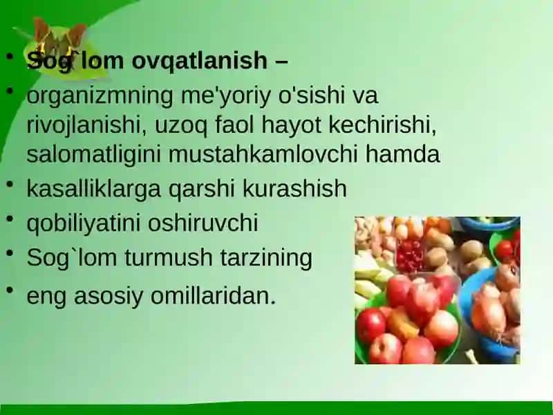 Ratsional ovqatlanishning valeologik tamoyillari 2