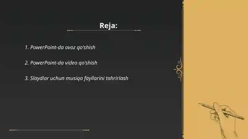 Ms Power Pointda ovoz va video lavhalarga ishlov berish 2