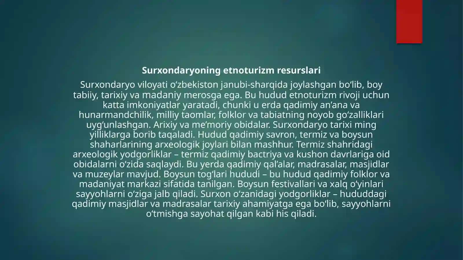 Surxondaryoda etnoturizm va kreativ faoliyat 2