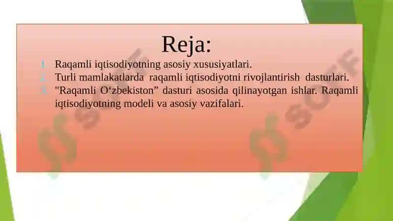 Raqamli iqtisodiyotning asosiy xususiyatlari 2