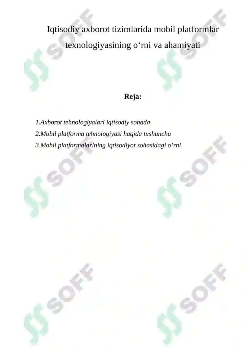 Iqtisodiyotda mobil platformlar texnologiyasi 2